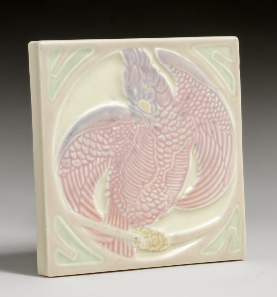 Rookwood Pottery #2043 Parrot Trivet Tile 1930 (1 of 5)
