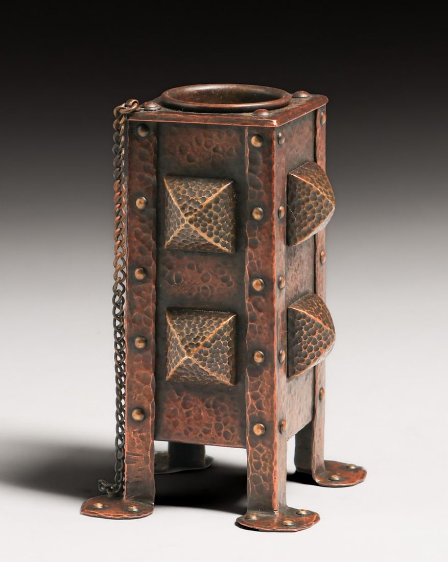 Austrian Hammered Copper & Brass Candlestick c1905 - 2