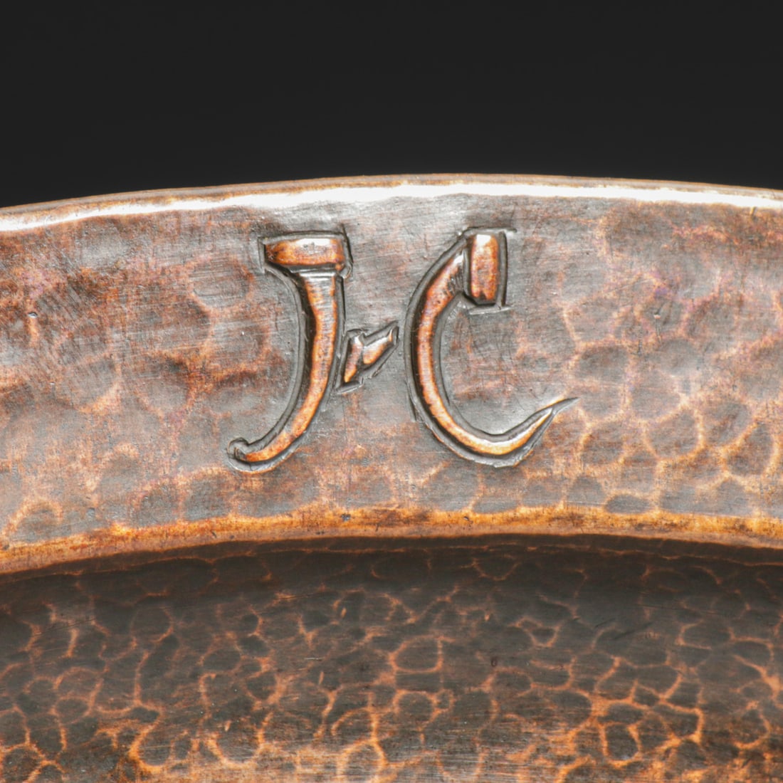 Gustav Stickley Hammered Copper Oval Two-Handled Tray c1910 - 6