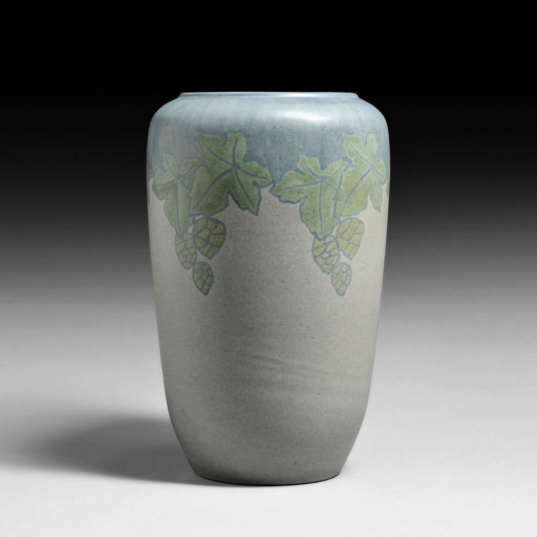 Large Marblehead Pottery Pine Cone Decorated Vase c1910: Large Marblehead Pottery Pine Cone Decorated Vase c1910. Signed. Invisible professional restoration to tight hairline, otherwise perfect condition. 11"h x 6.75"d FREE NATIONWIDE SHIPPING Free Nationwi