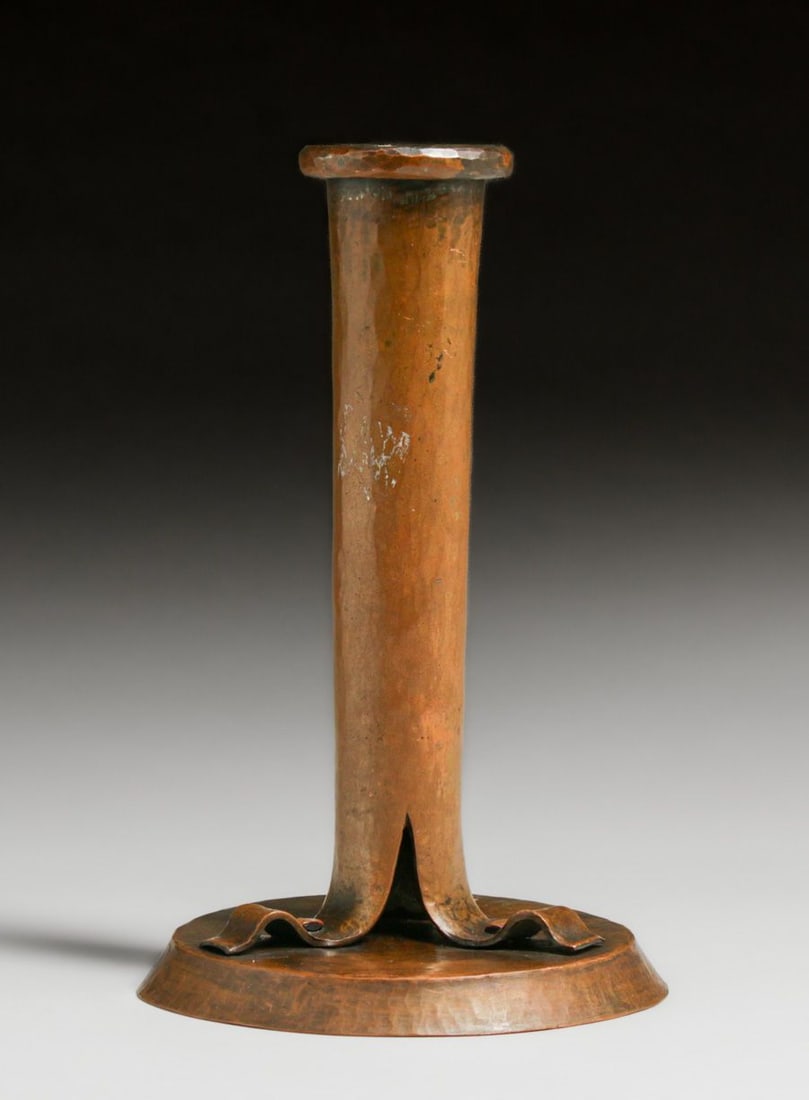 Early Dirk van Erp Hammered Copper Candlestick c1909 (1 of 4)
