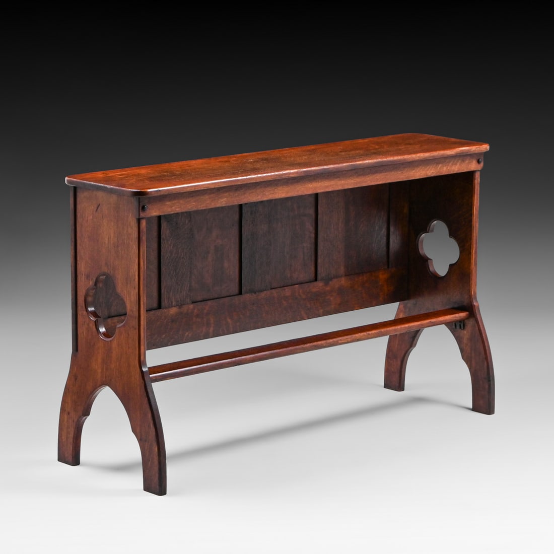 Arts & Crafts Oak Gothic Bench c1900 (1 of 3)