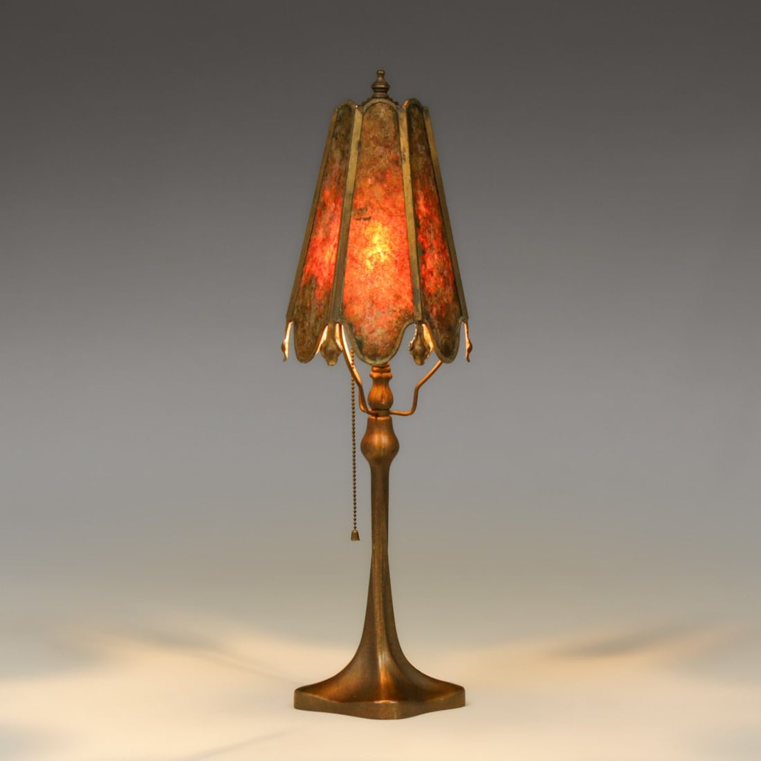 Arts & Crafts Period Brass & Mica Lamp c1920s: Arts & Crafts Period Brass & Mica Lamp c1920s. Unsigned. Excellent original mica and new patina. 24.75"h x 6.75"d FREE NATIONWIDE SHIPPING Free Nationwide Shipping within the lower 48 states for all p