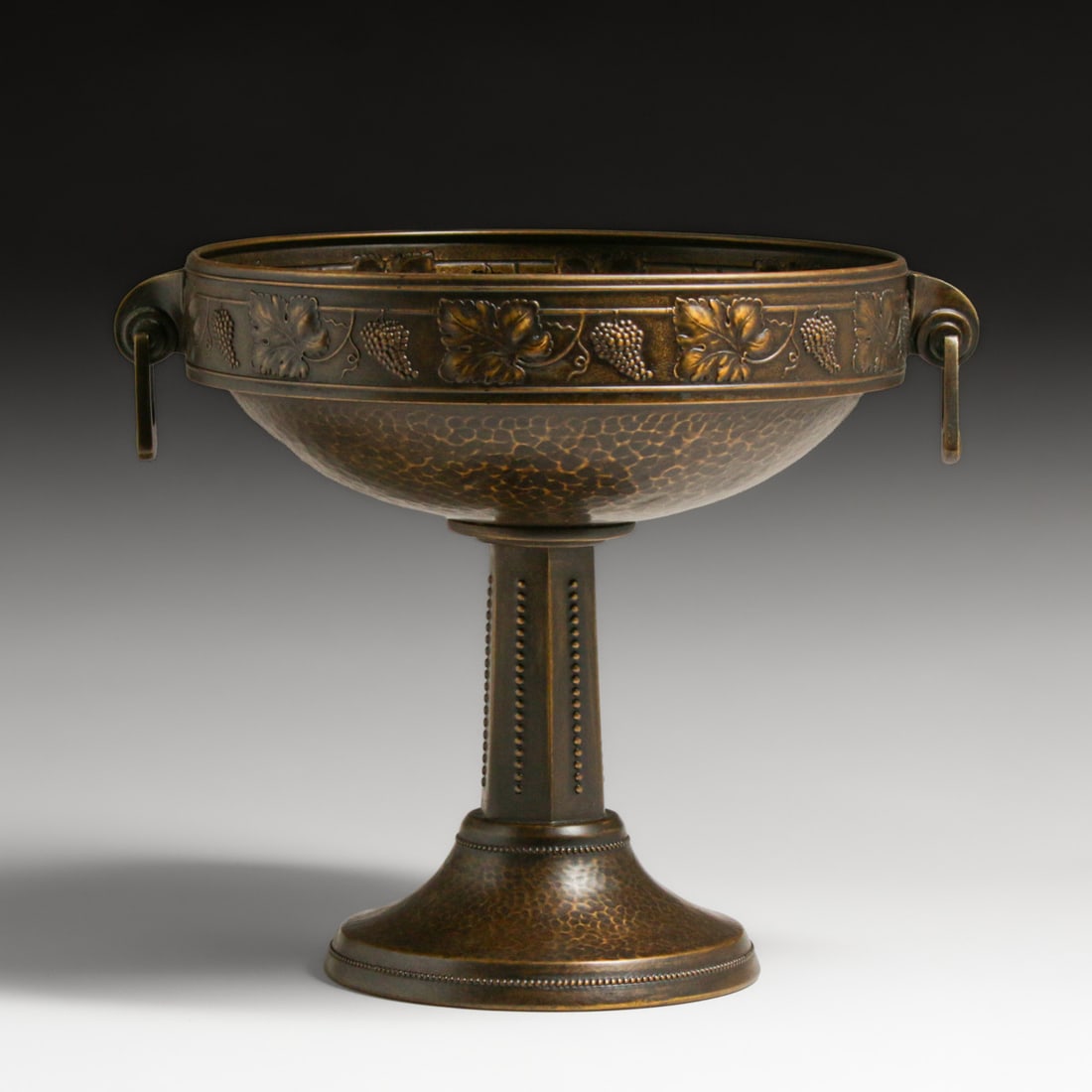 WMF - German Grapevine Repousse Hammered Brass Two-Handled Compote c1905: WMF - German Grapevine Repousse Hammered Brass Two-Handled Compote c1905. Signed. Excellent new patina. FREE NATIONWIDE SHIPPINGFree Nationwide Shipping within the lower 48 states for all purchases