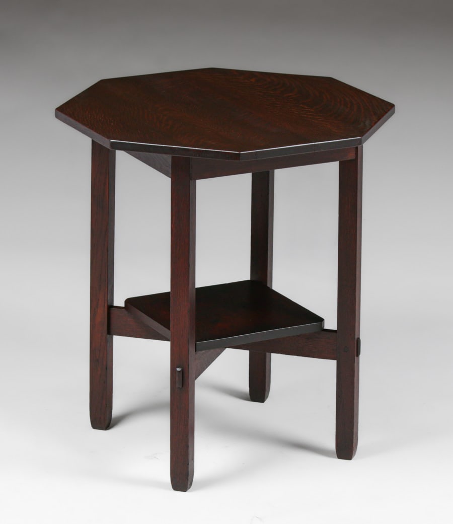 Stickley Brothers Octagonal Oak Lamp Table c1910 - 3