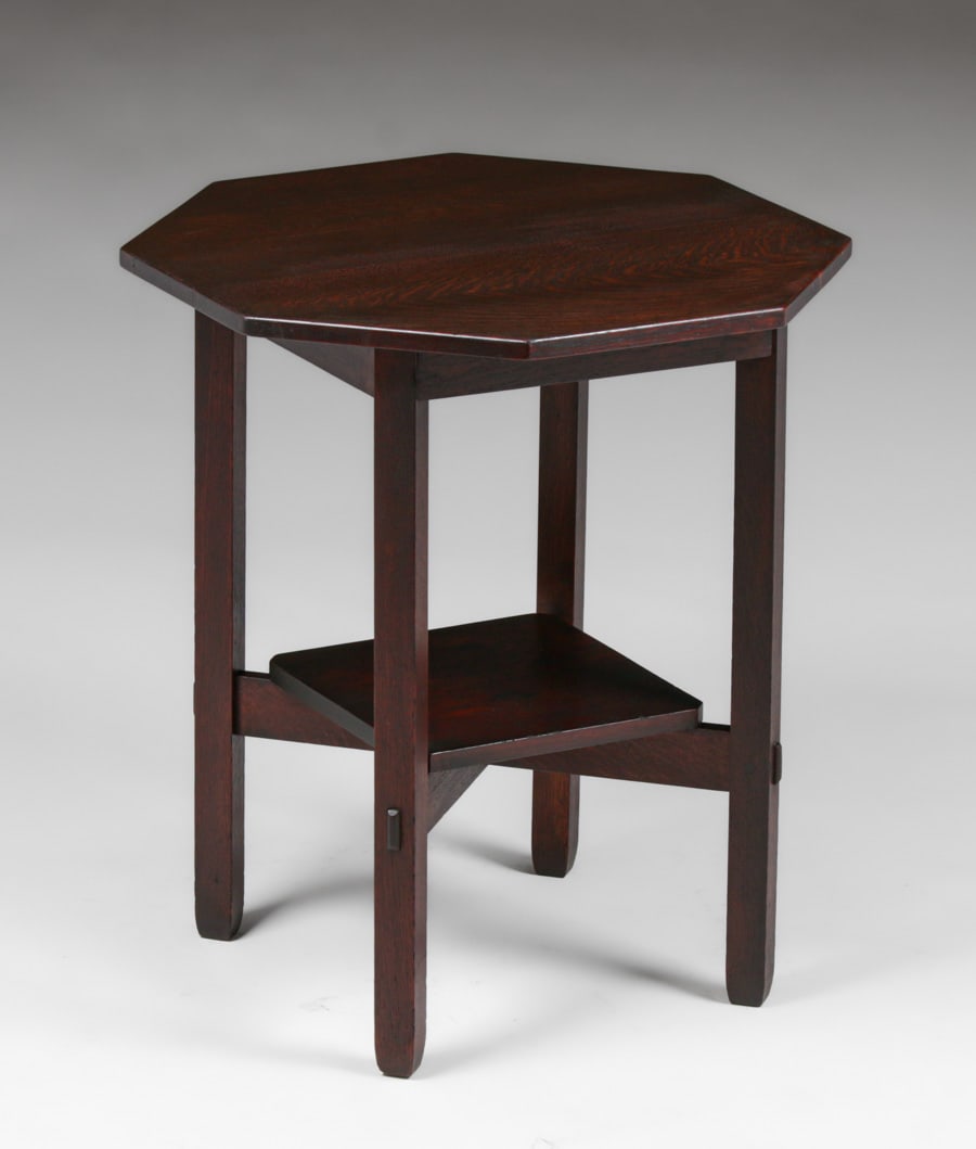 Stickley Brothers Octagonal Oak Lamp Table c1910 - 4