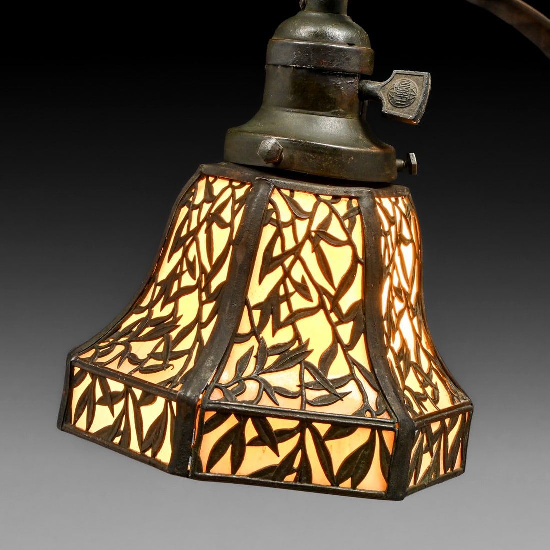 Handel Bamboo Leaf Overlay Desk Lamp c1910 - 2