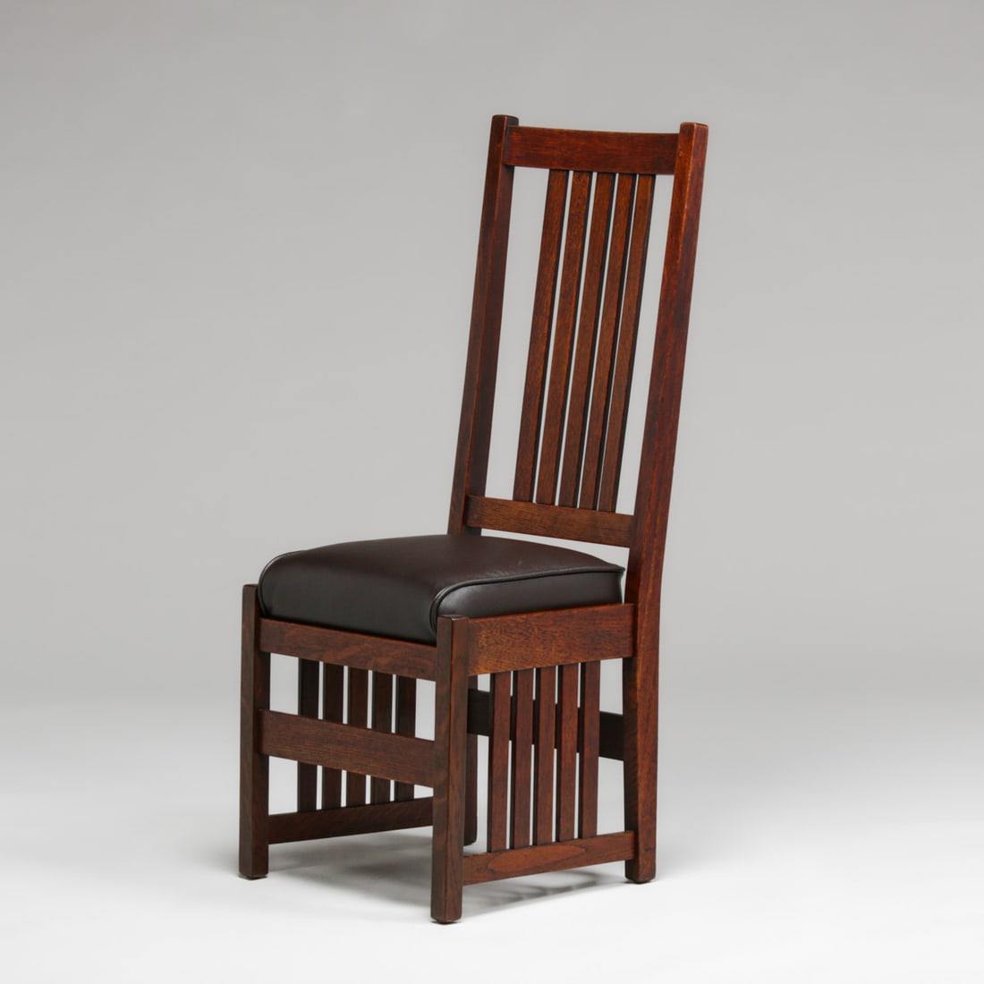 L&JG Stickley Tallback Slatted Side Chair c1908-1912: L&JG Stickley Tallback Slatted Side Chair c1908-1912. Signed. Excellent original finish. Rock solid sturdy. 45"h x 19"w x 17"d FREE NATIONWIDE SHIPPING Free Nationwide Shipping within the lower 48 sta