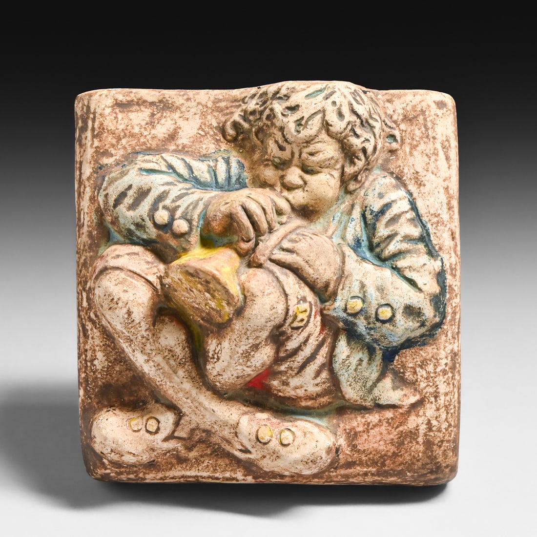 Batchelder Tile - Los Angeles Figural Horn Player Tile c1920s: Batchelder Tile - Los Angeles Figural Horn Player Tile c1920s. Signed. Perfect condition. 5.75" x 5.75" x 4" FREE NATIONWIDE SHIPPINGFree Nationwide Shipping within the lower 48 states for all