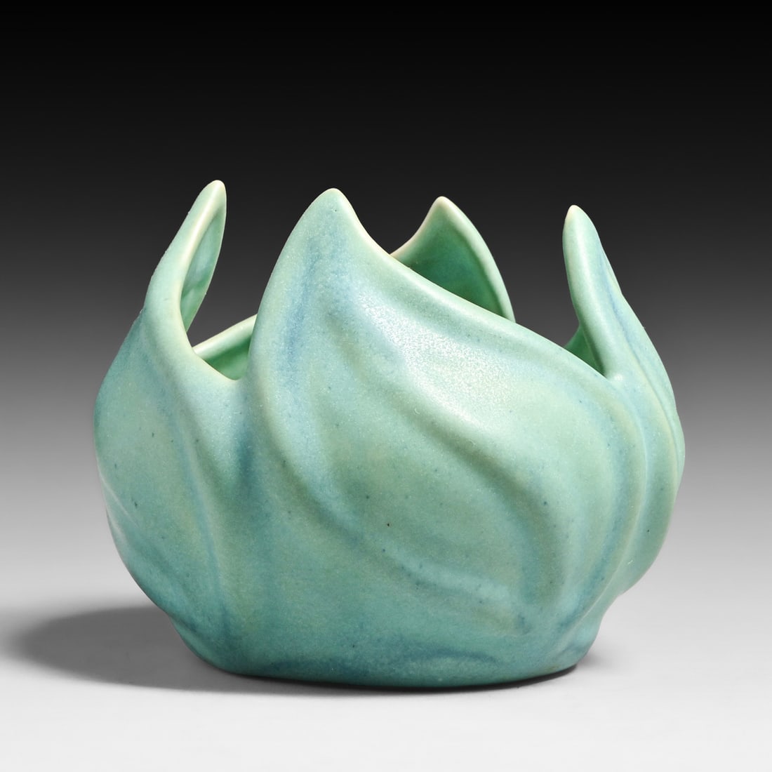 Van Briggle Matte Turquoise Tulip Leaf Vase c1940s (1 of 6)