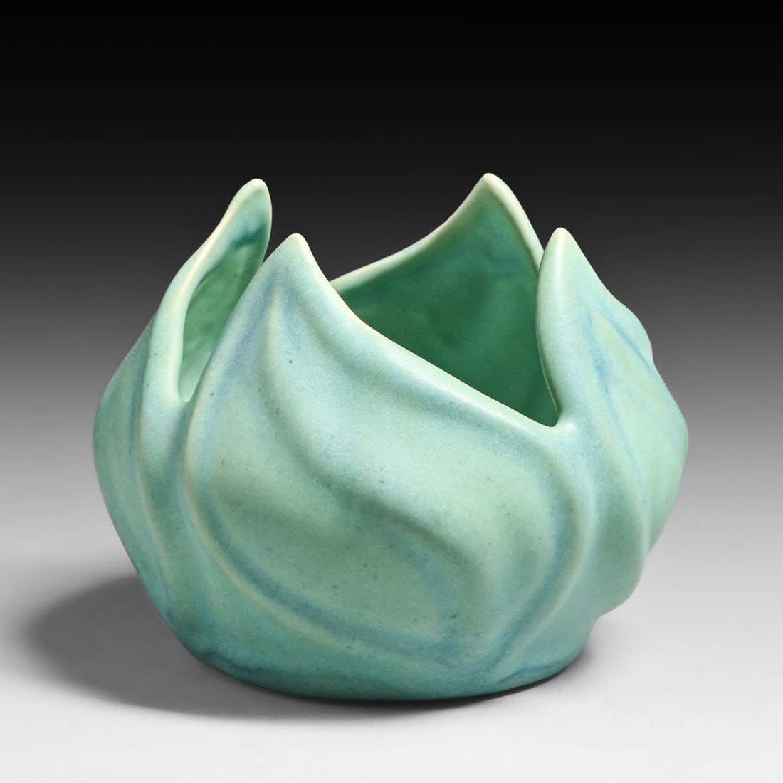 Van Briggle Matte Turquoise Tulip Leaf Vase c1940s - 2