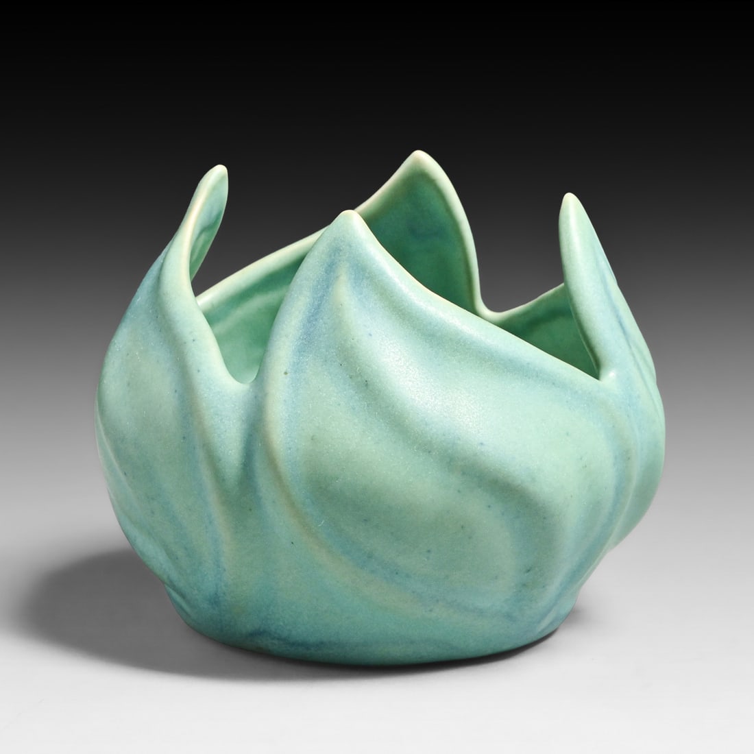 Van Briggle Matte Turquoise Tulip Leaf Vase c1940s - 3