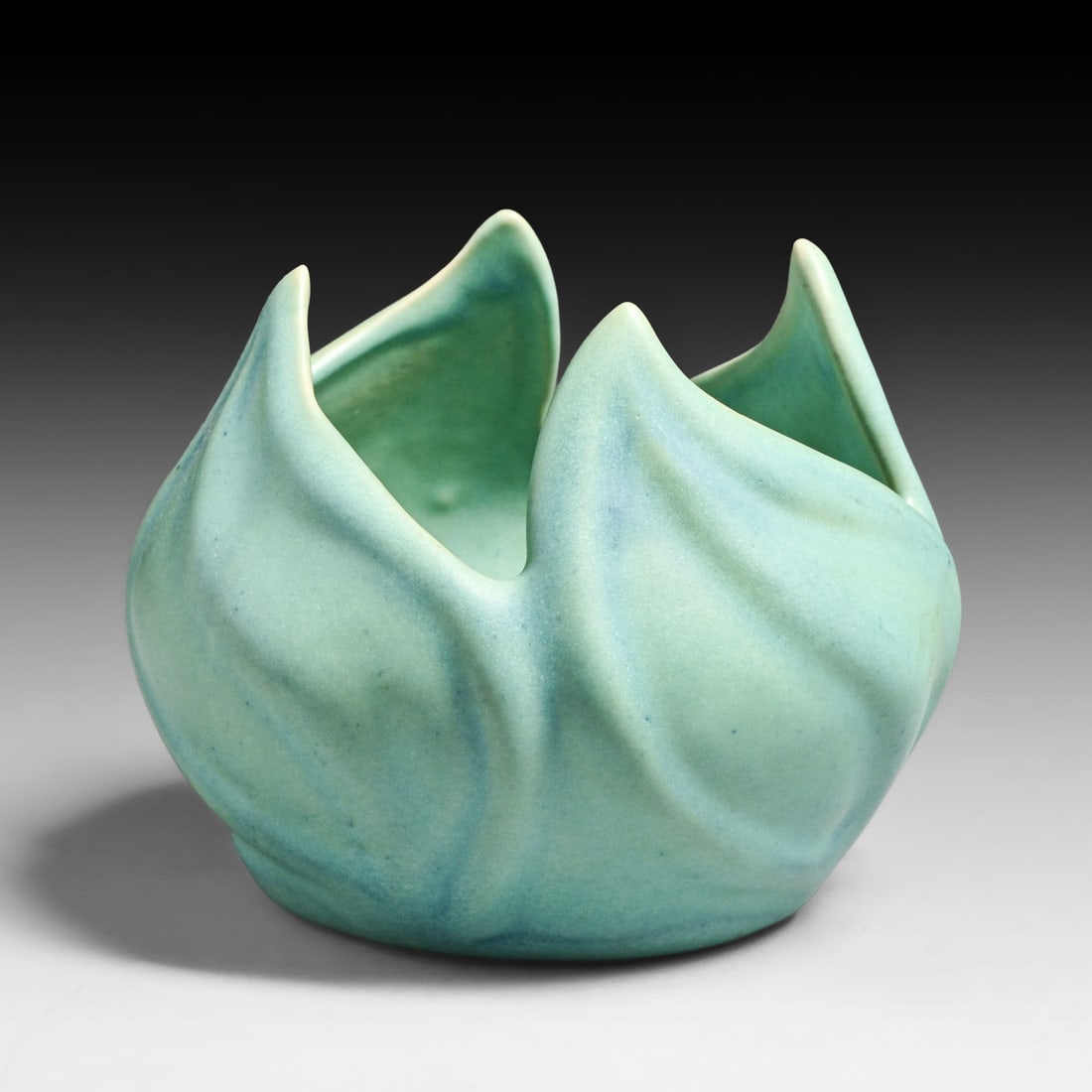 Van Briggle Matte Turquoise Tulip Leaf Vase c1940s - 4