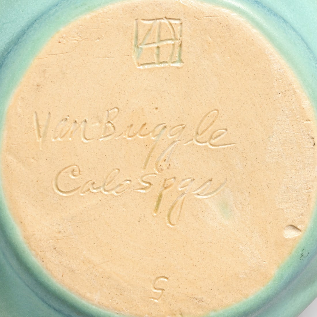 Van Briggle Matte Turquoise Tulip Leaf Vase c1940s - 6