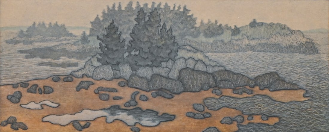 James Groleau (Born 1960) Maine Color Mezzotint "Low Tide at Little Moose" 2006: James Groleau (Born 1960) Maine Color Mezzotint "Low Tide at Little Moose" 2006. Signed. Excellent condition. 6.25"h x 12 5/8"w. Frame 13"h x 19 5/8"w FREE NATIONWIDE SHIPPINGFree Nationwide