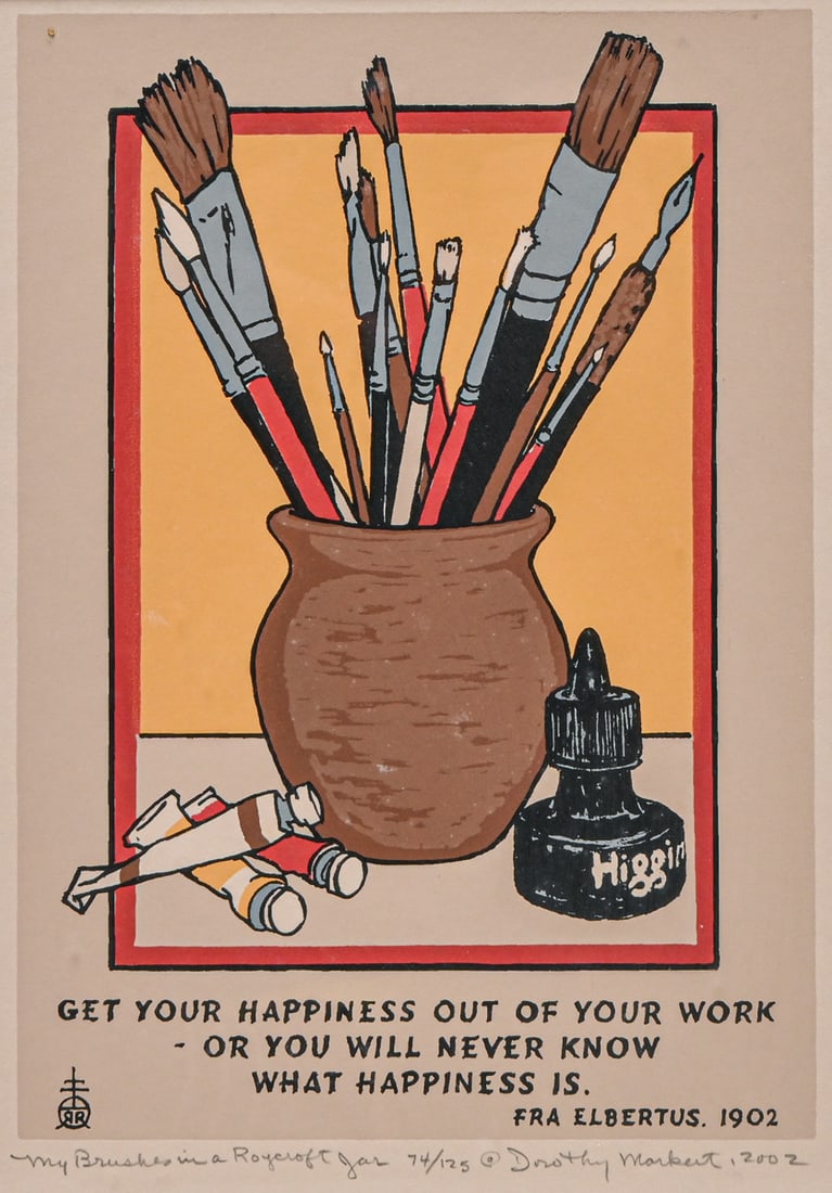 Roycroft Renaissance Master Artisan Dorothy Markert (1932–2018) Silkscreen "My Brushes in a (1 of 8)