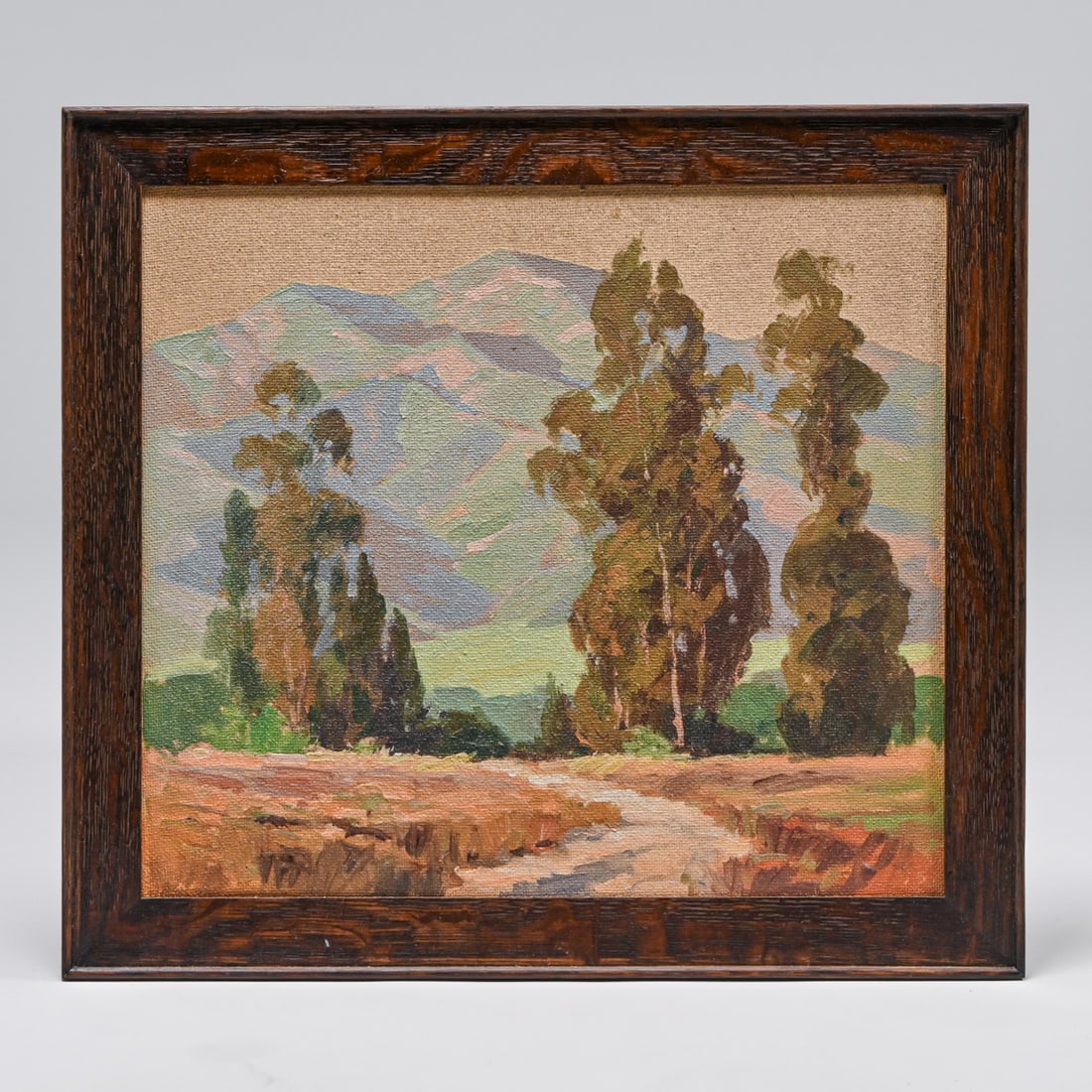 California Mountain & Eucalyptus Impressionist Painting c1910s: California Mountain & Eucalyptus Impressionist Painting c1910s. Unsigned. Excellent condition. 16"h x 18"w. Frame 19 1/8"h x 21 1/8"w FREE NATIONWIDE SHIPPINGFree Nationwide Shipping within the