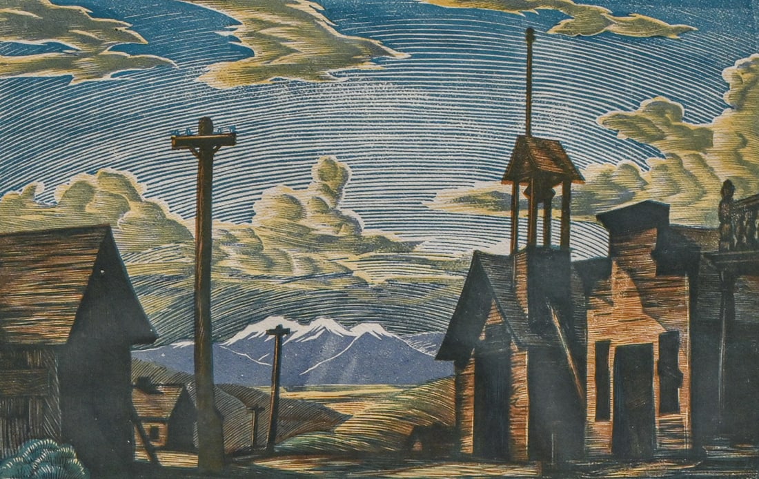 Channing S. Smith (1906-1984) Color Woodcut "Virginia City, Nevada in 1938": Channing S. Smith (1906-1984) Color Woodcut "Virginia City, Nevada in 1938". Signed. Excellent condition. 9 7/8"h x 14 7/8"w. Frame 19.75"h x 22 7/8"w FREE NATIONWIDE SHIPPINGFree Nationwide