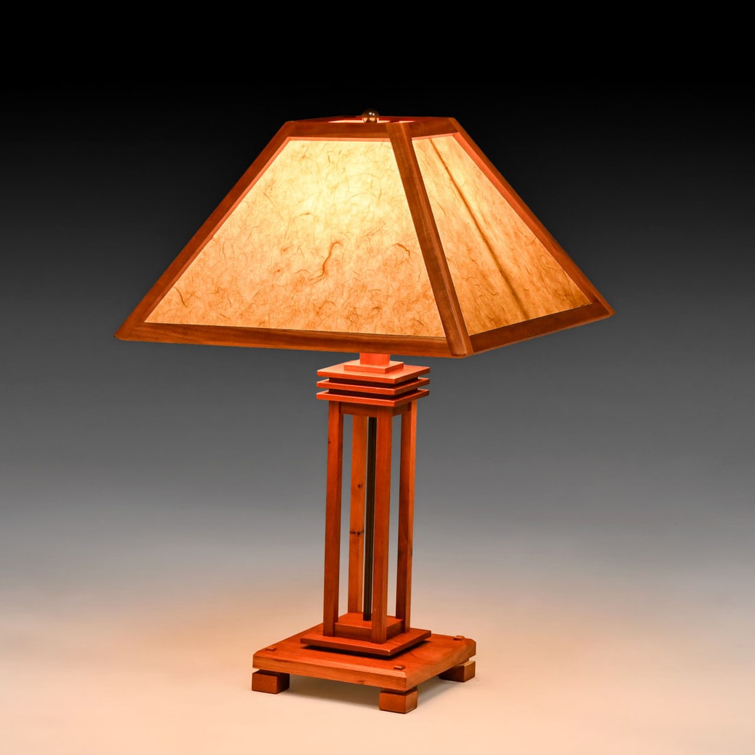 Cherry Tree Design - Bozeman, MT Craftsman Cherry & Parchment Lamp 2004 (1 of 7)