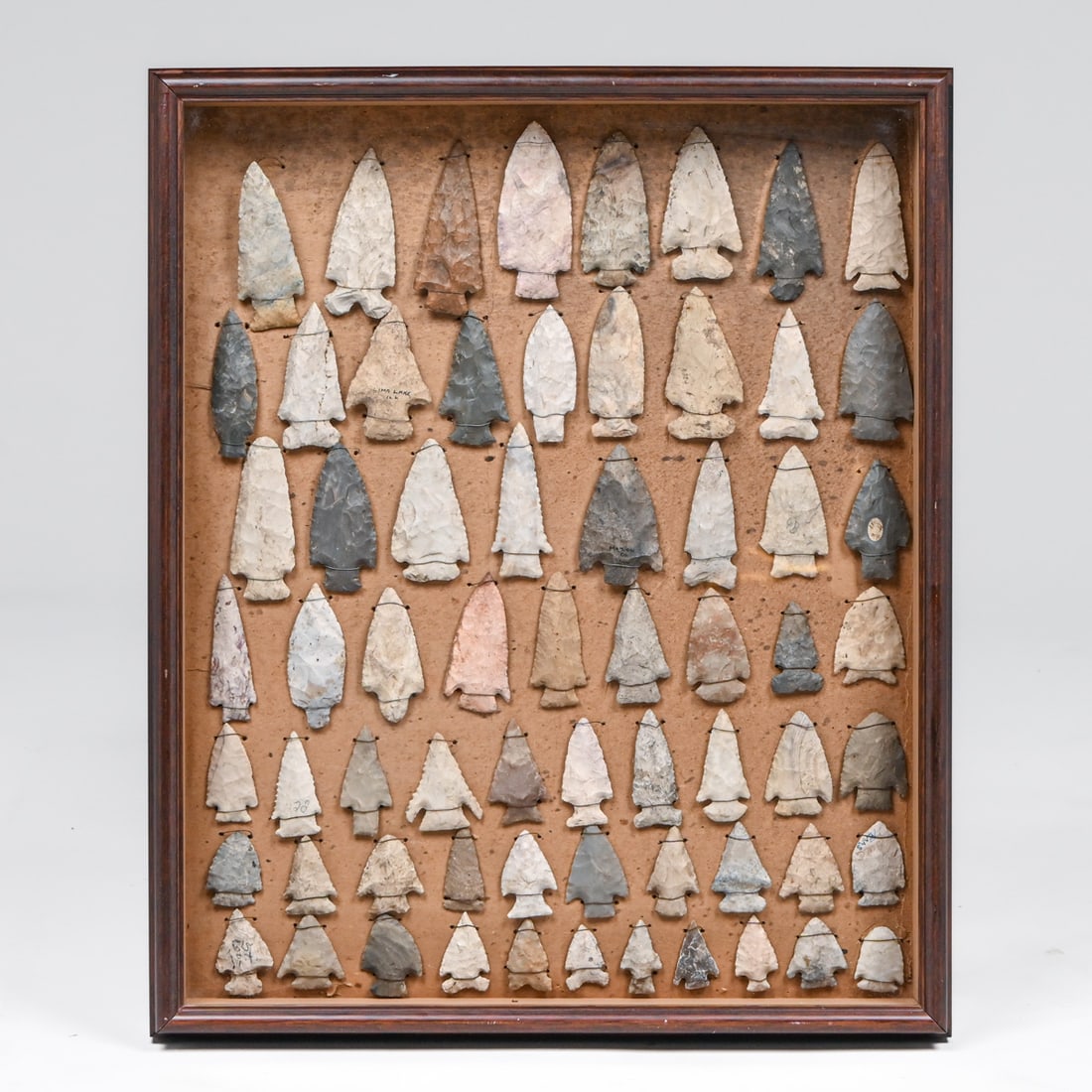 Approximately 60 Native American Framed Arrowheads/Projectile Points (1 of 9)
