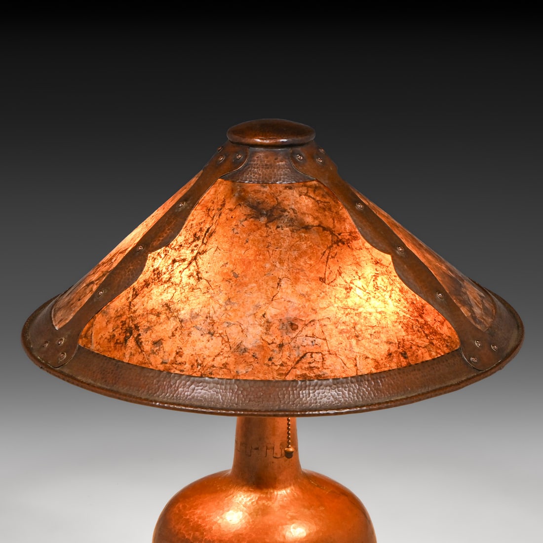 Limbert Hammered Copper & Mica Lamp c1910 - 2