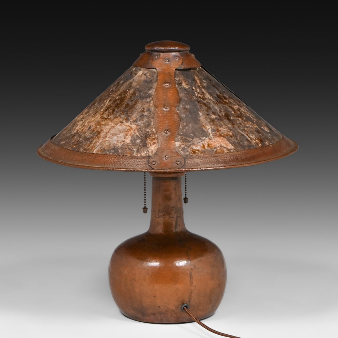 Limbert Hammered Copper & Mica Lamp c1910 - 3