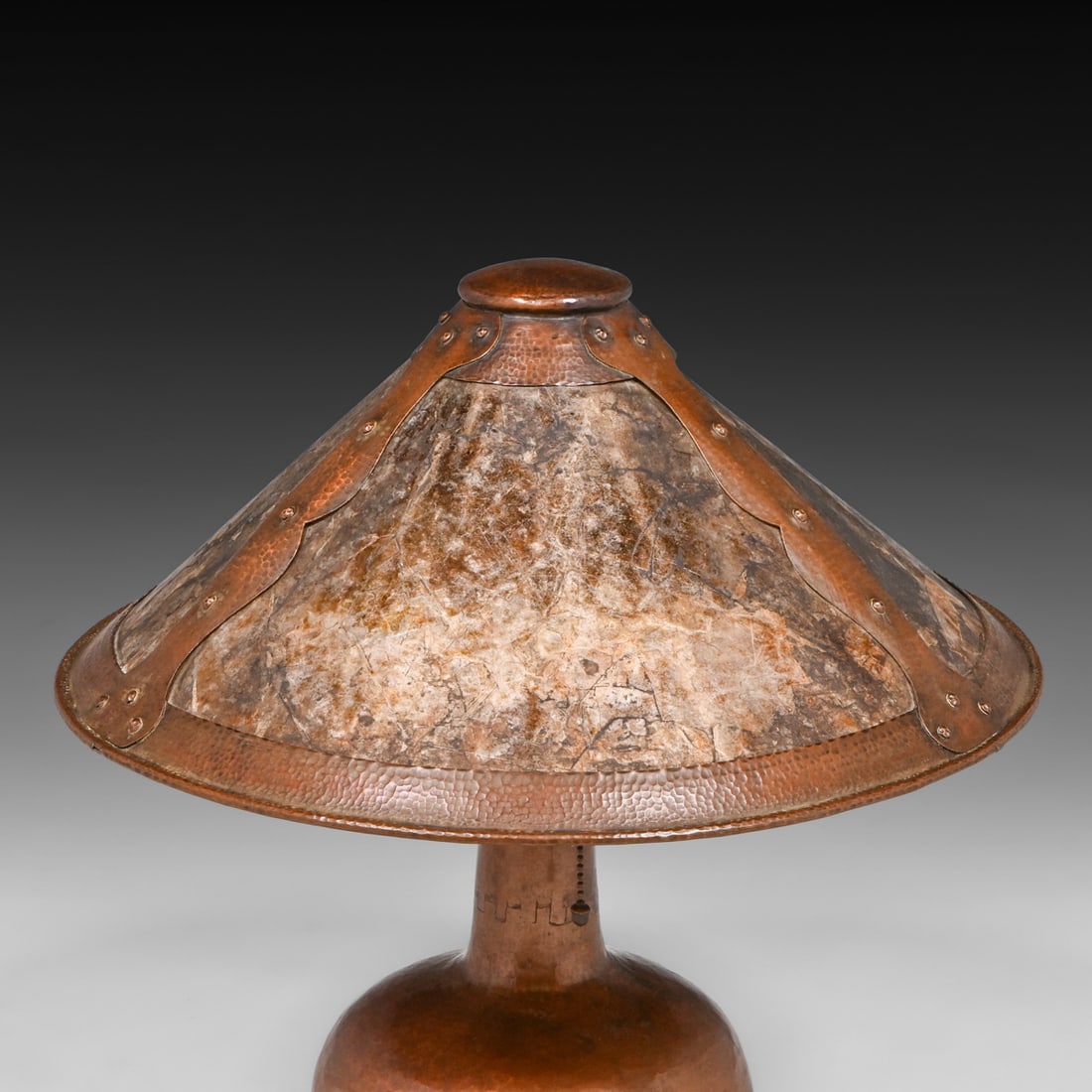 Limbert Hammered Copper & Mica Lamp c1910 - 4