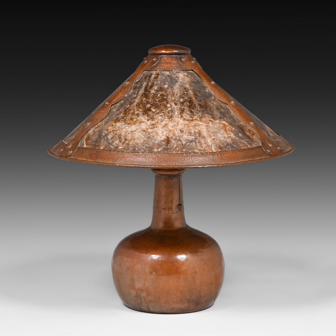 Limbert Hammered Copper & Mica Lamp c1910 - 5