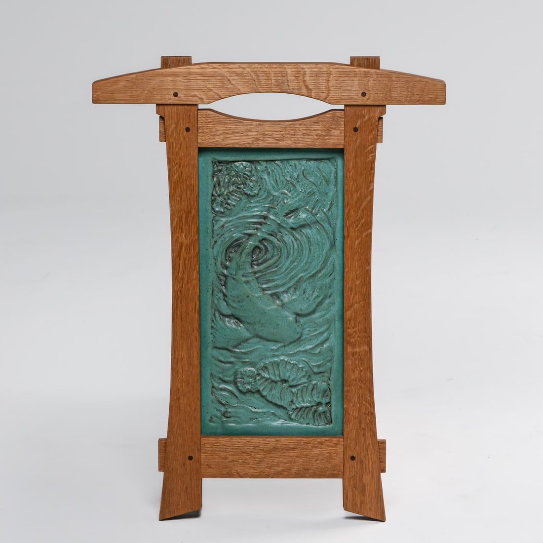 Leslie Sykes - Australian Arts & Crafts Style Framed Sgraffito Art Tile: "Koi I" 2012: Leslie Sykes - Australian Arts & Crafts Style Framed Sgraffito Art Tile: "Koi I" 2012. Signed. Excellent condition. Tile 15"h x 7.25"w. Frame 24"h x 17.5"w FREE NATIONWIDE SHIPPINGFree Nationwide