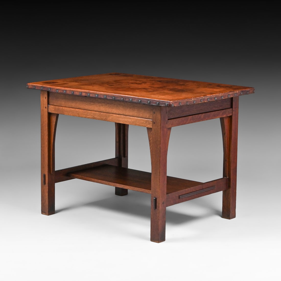 Gustav Stickley #615 Two-Drawer Leather-Top Library Table c1905 - 3