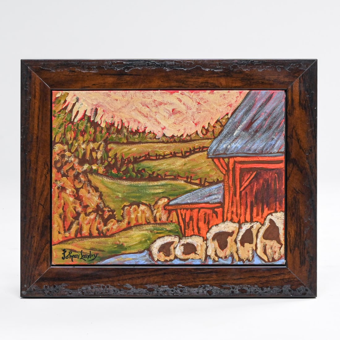 Johane Landry (Born 1957) Rural Quebec Painting "Bonheur et calme" (Happy and Calm) c2000s: Johane Landry (Born 1957) Rural Quebec Painting "Bonheur et calme" (Happy and Calm) c2000s. Signed. Excellent condition. 9"h x 12"w. Frame 12.25"h x 15.25"w FREE NATIONWIDE SHIPPINGFree