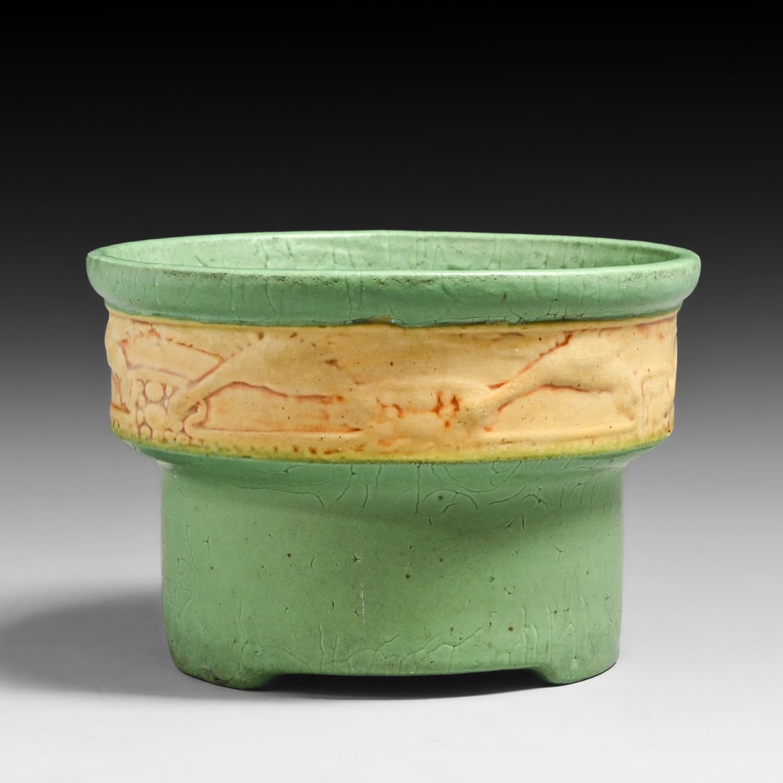 Roseville Chloron Fredrick Rhead Flying Geese Jardiniere c1905: Roseville Chloron Fredrick Rhead Flying Geese Jardiniere c1905. Unsigned. Perfect condition. 7"d x 4.75"h FREE NATIONWIDE SHIPPINGFree Nationwide Shipping within the lower 48 states for all