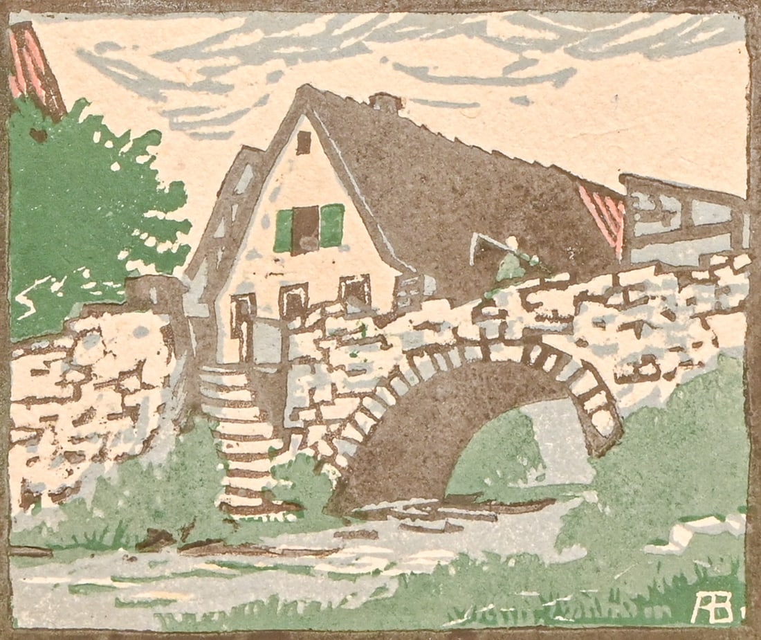 Albert Banska (German 1889-1957) Color Woodcut "Landschaft" c1920s: Albert Banska (German 1889-1957) Color Woodcut "Landschaft" c1920s. Signed. Excellent condition. 5"h x 5.75"w. Frame 10.75"h x 11.25"w FREE NATIONWIDE SHIPPING Free Nationwide Shipping within the lowe