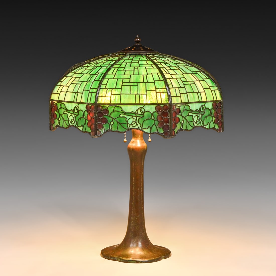 Handel Grapevine Overlay Lamp c1910: Handel Grapevine Overlay Lamp c1910. Signed. Excellent original patina. Original glass in perfect condition. 24"h x 19.5"d FREE NATIONWIDE SHIPPINGFree Nationwide Shipping within the lower 48 states