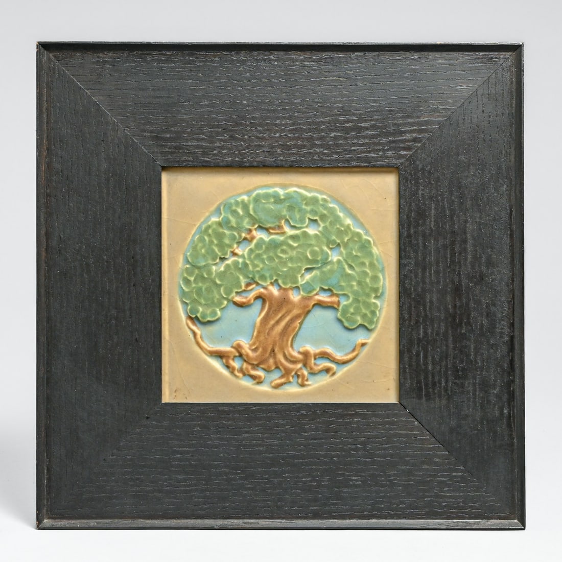 Rookwood Pottery #1377 Oak Tree Tile c1910: Rookwood Pottery #1377 Oak Tree Tile c1910. Signed. Perfect condition. 6' x 6". Frame 11.75" x 11.75" FREE NATIONWIDE SHIPPINGFree Nationwide Shipping within the lower 48 states for all purchases at