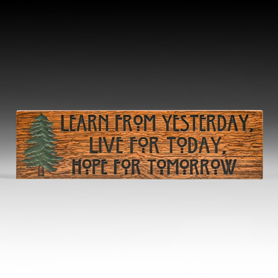 Fritz Volke - Eau Claire, WI Arts & Crafts Carved Sign "Learn from Yesterday, Live for Today, Hope: Fritz Volke - Eau Claire, WI Arts & Crafts Carved Sign "Learn from Yesterday, Live for Today, Hope for Tomorrow" c2000s. Signed. Excellent condition. 5"h x 18"w FREE NATIONWIDE SHIPPINGFree