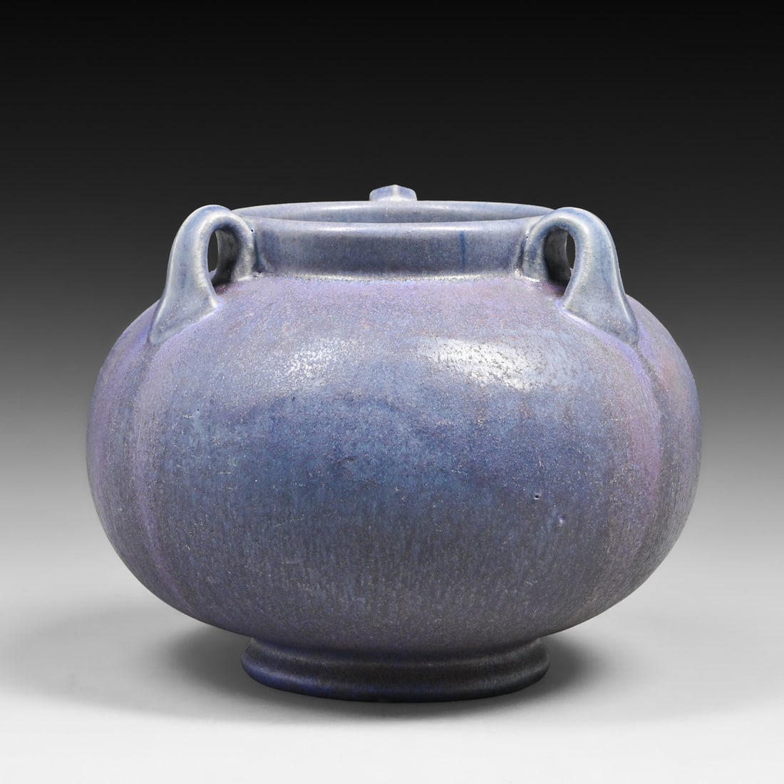 Fulper Pottery Matte Purple Three-Handled Vase c1910s