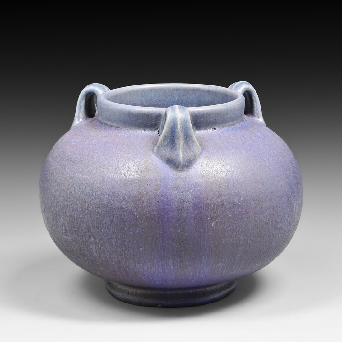 Fulper Pottery Matte Purple Three-Handled Vase c1910s - 2
