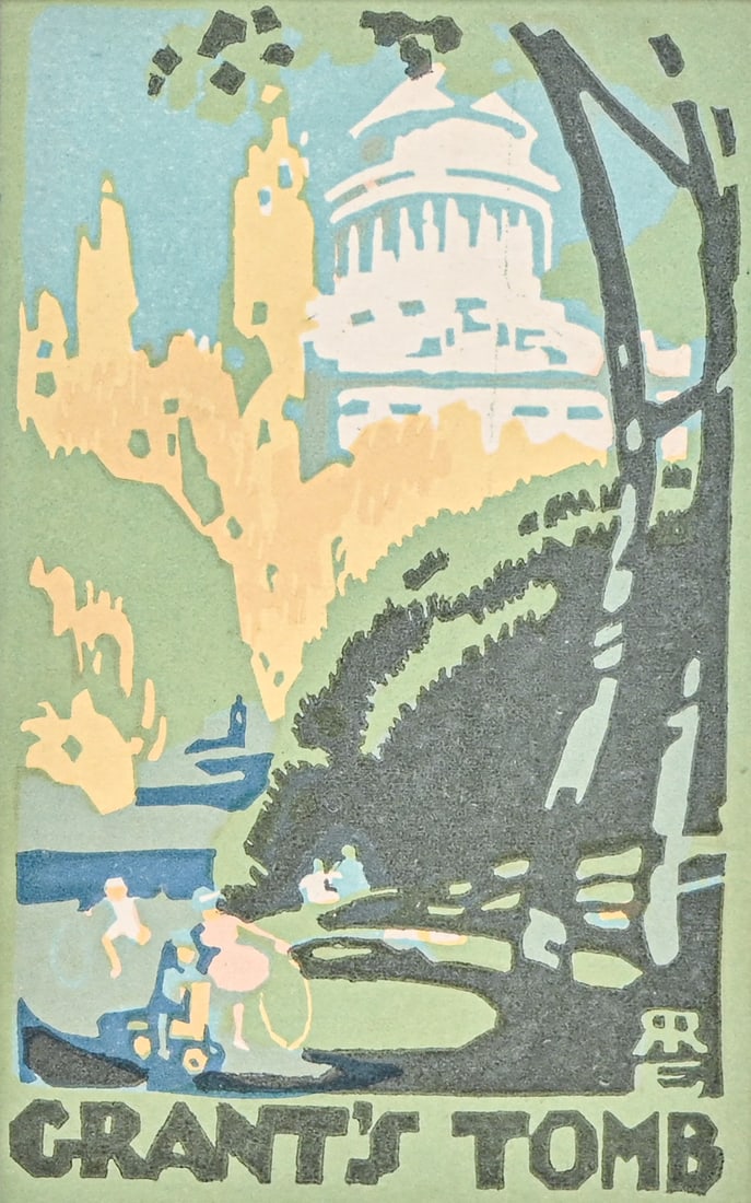 Rachael Robinson Elmer (1878-1919) Color Linocut "Grant’s Tomb" 1916: Rachael Robinson Elmer (1878-1919) Color Linocut "Grant’s Tomb" 1916. Signed in print "RR". Excellent condition. 5.5"h x 3.25"w. Frame 16.5"h x 13.5"w A stunning and historically significant