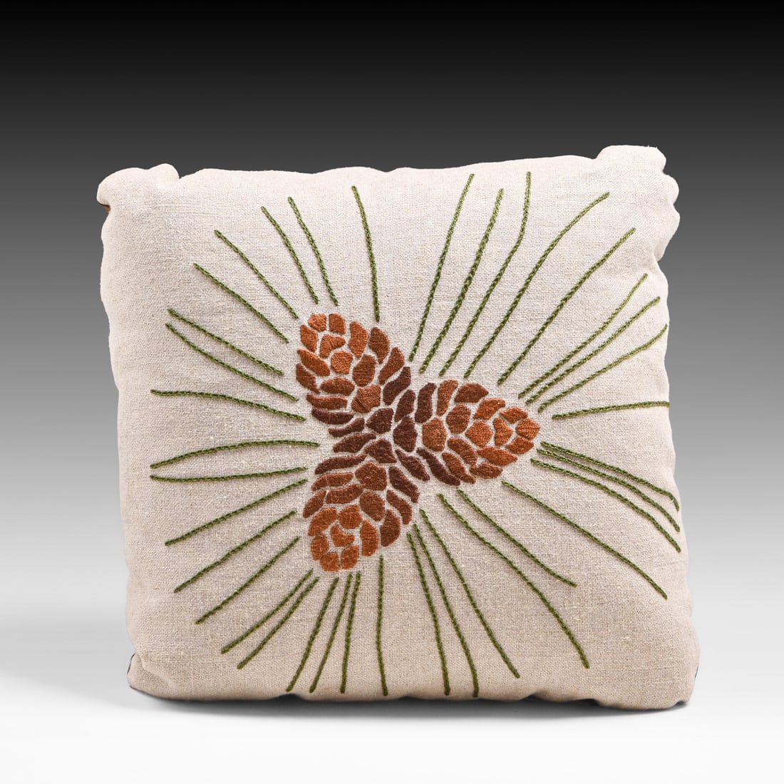 Contemporary Dianne Ayres Hand-Embroidered "Pinecones" Pillow 2012 (1 of 6)