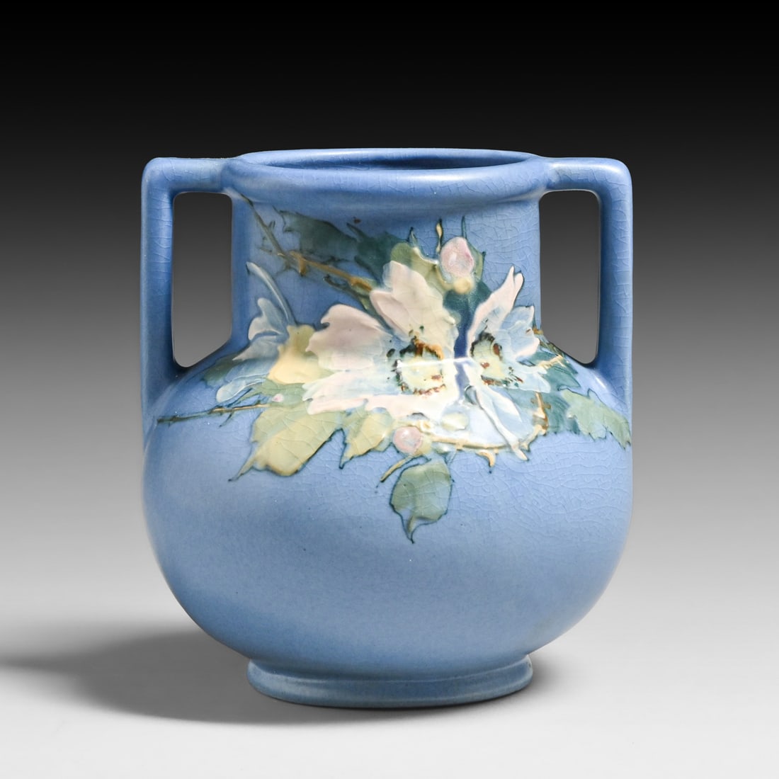 Weller Hudson Mae Timberlake Two-Handled Vase c1920s: Weller Hudson Mae Timberlake Two-Handled Vase c1920s. Signed. Perfect condition. 6"h x 5"d FREE NATIONWIDE SHIPPINGFree Nationwide Shipping within the lower 48 states for all purchases at our