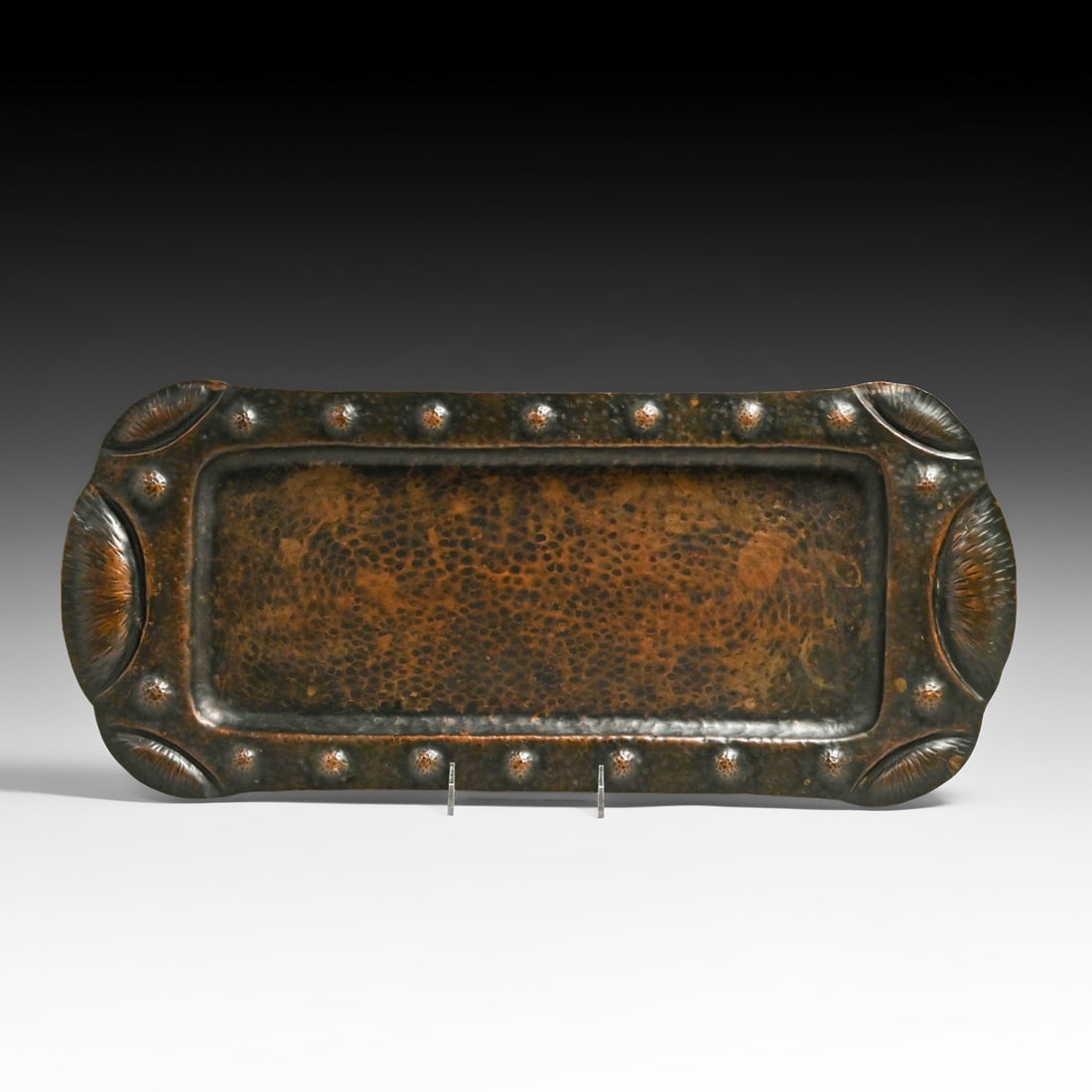 Arts & Crafts Period Hammered Copper Tray c1910: Arts & Crafts Period Hammered Copper Tray c1910. Unsigned. Excellent original patina. 23.5" x 10.5" FREE NATIONWIDE SHIPPINGFree Nationwide Shipping within the lower 48 states for all purchases at