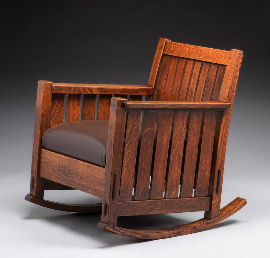 L&JG Stickley #409 Slatted Cube Rocker c1908-1912 - 2