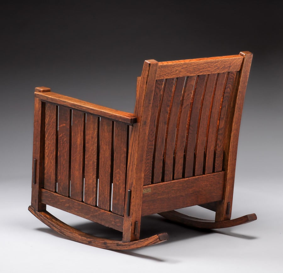 L&JG Stickley #409 Slatted Cube Rocker c1908-1912 - 3