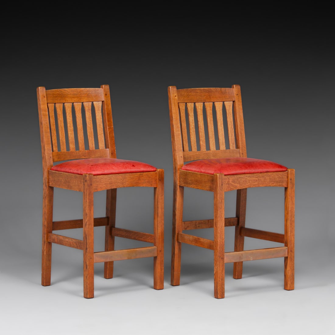 Pair Contemporary Stickley Tall Bar Stools 1989 (1 of 4)