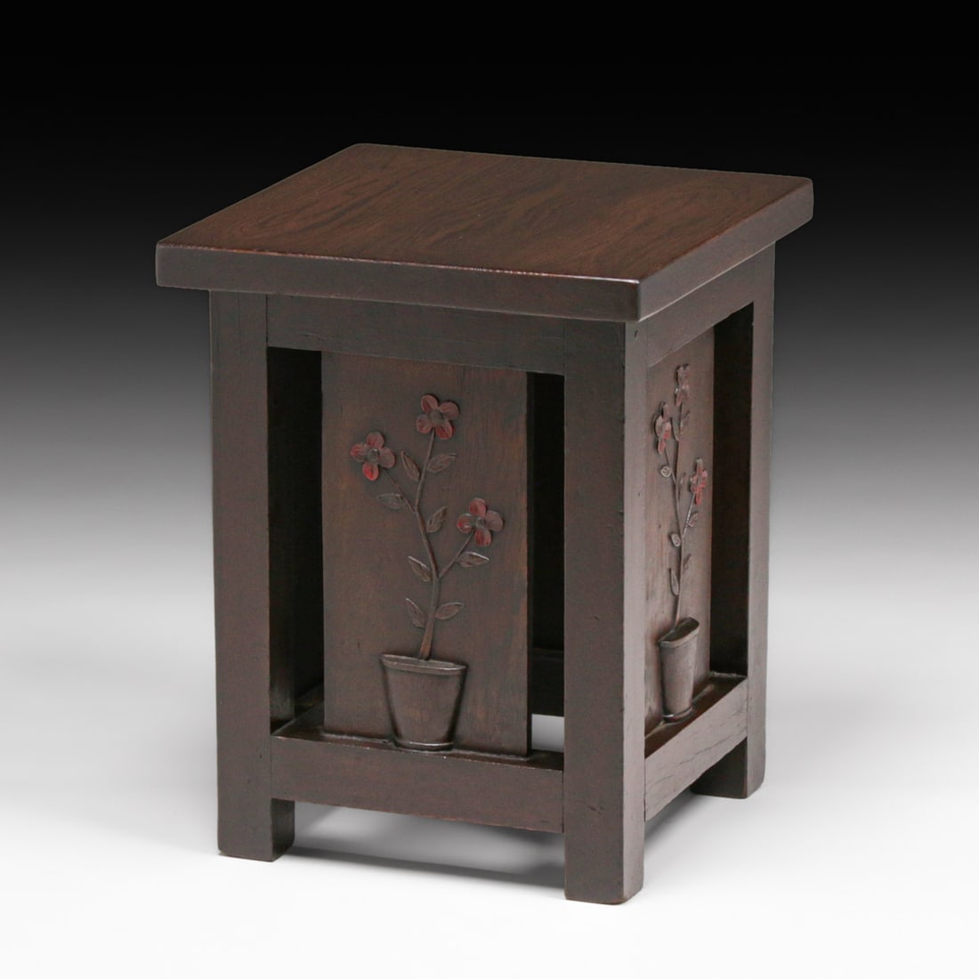 Grand Rapids Heavy Square Oak Taboret c1910 - 2