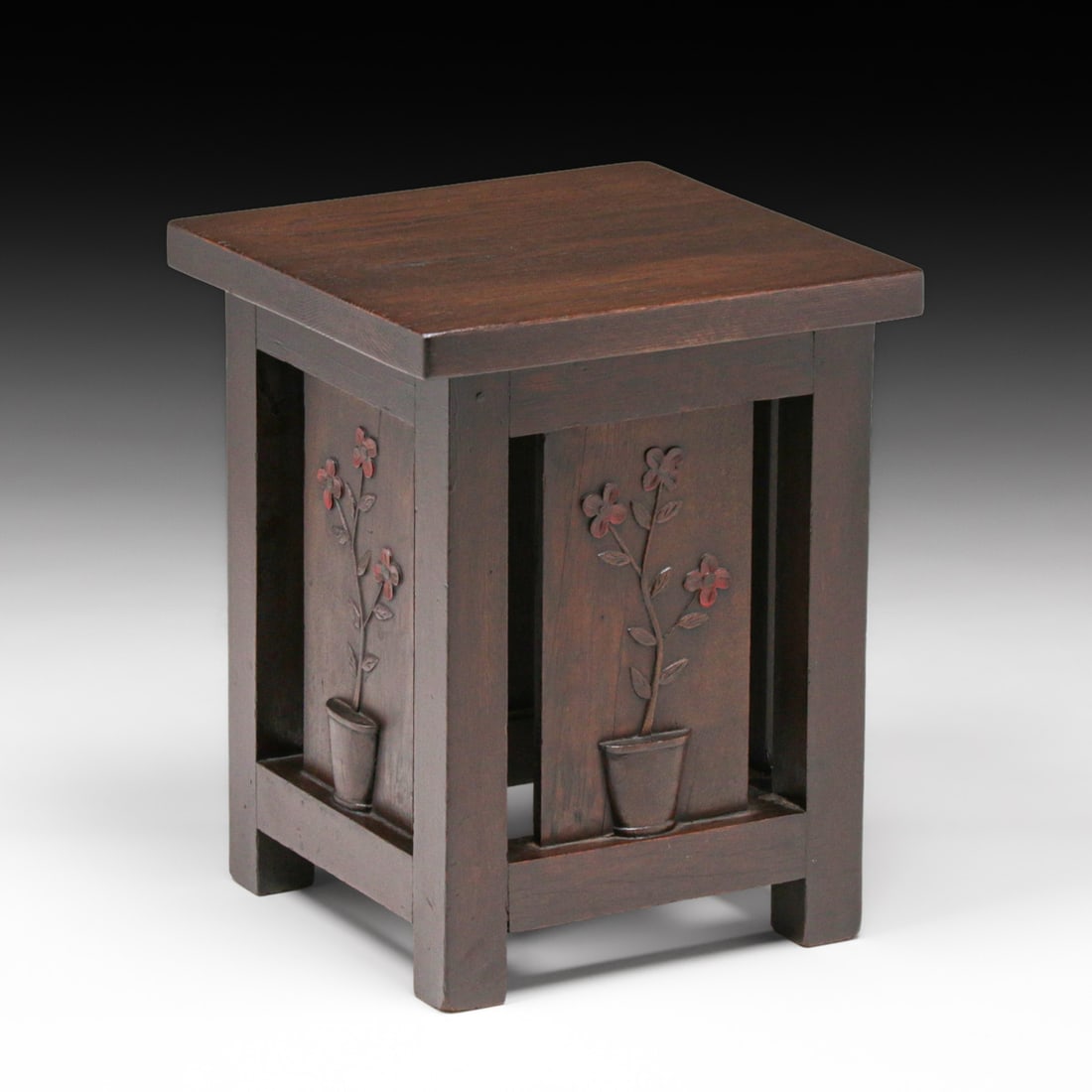 Grand Rapids Heavy Square Oak Taboret c1910 - 3