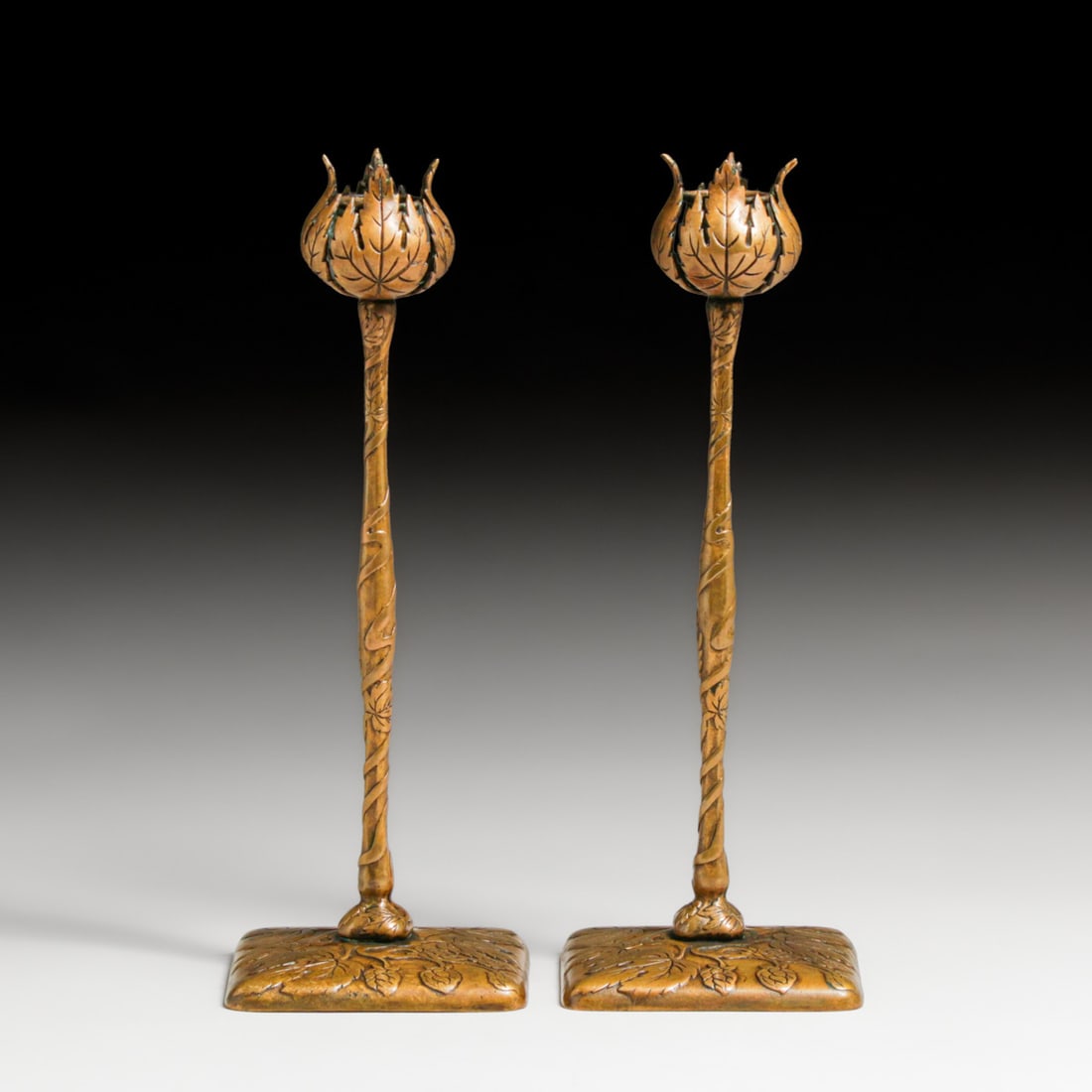 Pair Marshall Fields - Chicago Bronze Candlesticks c1910s - 2