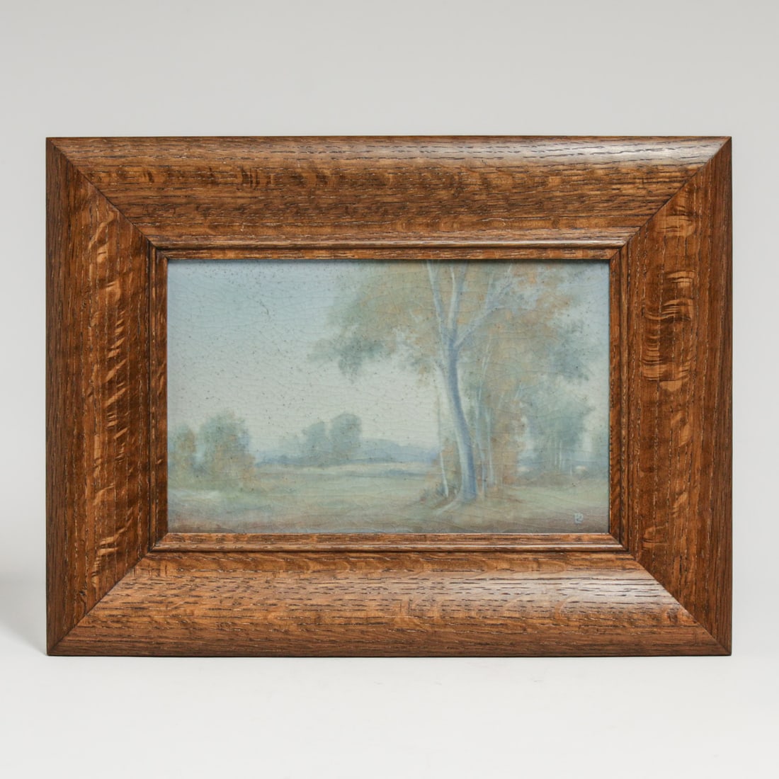 Rookwood Ed Diers Scenic Vellum Plaque 1916: Rookwood Ed Diers Scenic Vellum Plaque 1916. Signed. Perfect condition. 8"w x 5"h. Tim Holton custom oak frame 12"w x 9.25"d FREE NATIONWIDE SHIPPING Free Nationwide Shipping within the lower 48 state