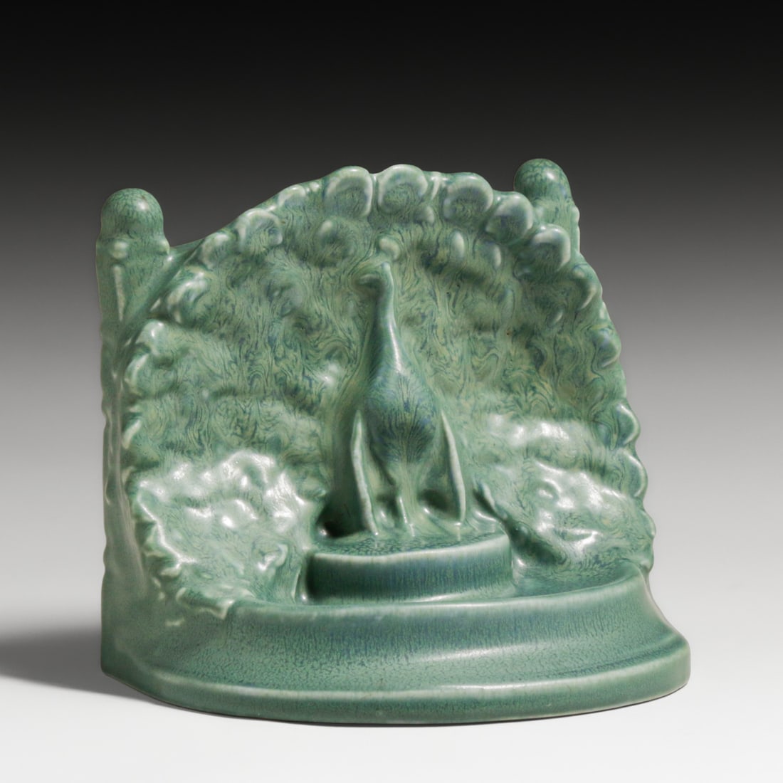 Rookwood Pottery #2445 Matte Blue Single Peacock Bookend 1922: Rookwood Pottery #2445 Matte Blue Single Peacock Bookend 1922. Signed. Perfect condition. 4.5”h x 5”w x 4”d FREE NATIONWIDE SHIPPING Free Nationwide Shipping within the lower 48 stat